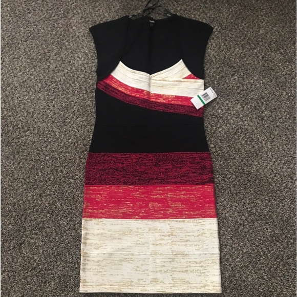 NWT XOXO Elegant Color Block Bandage Dress Large - Picture 1 of 7
